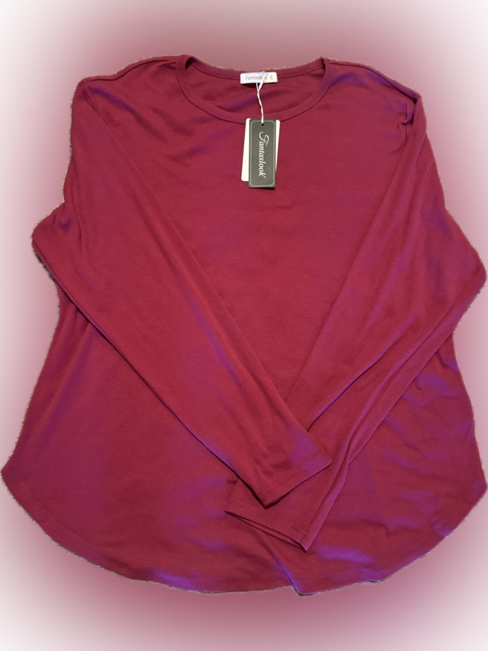 NWT Fantaslook Women's Long Sleeve Crewneck Top - Berry
